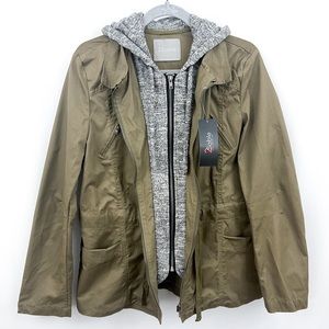 Olive jacket with sweatshirt hood